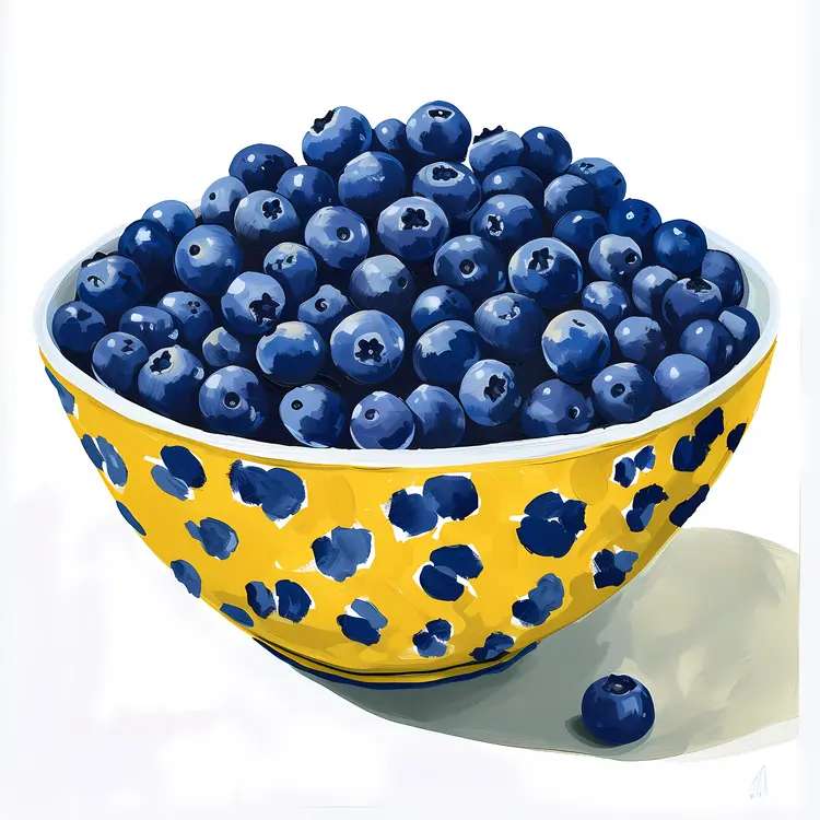 Blueberries in a Yellow Bowl