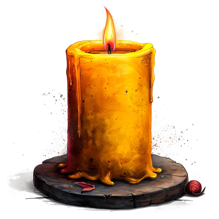 Yellow Candle with Flame