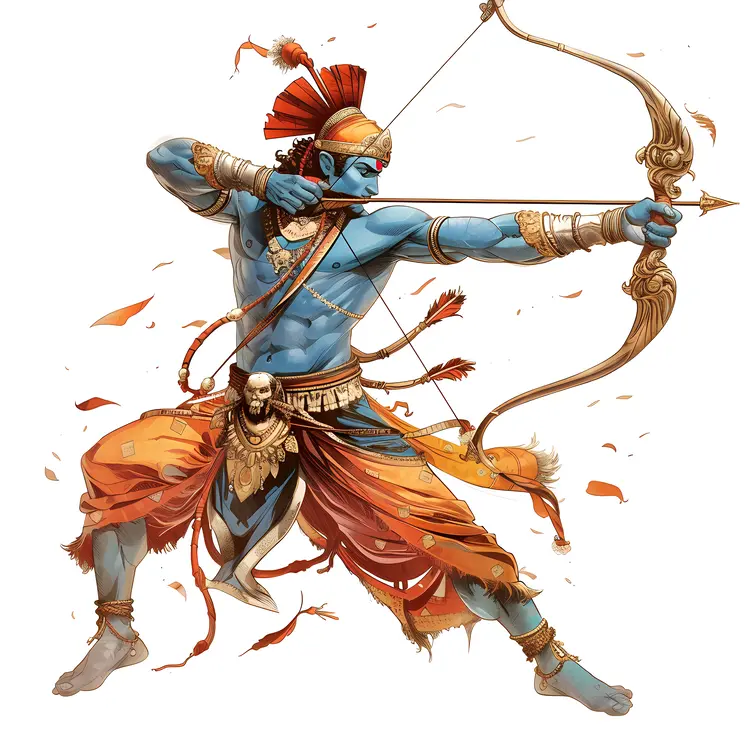Dynamic Blue Archer in Battle Stance