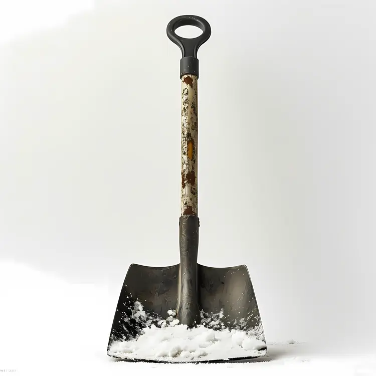 Black Snow Shovel with Rusty Handle