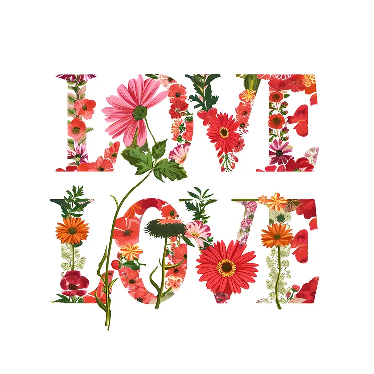 Colorful Floral LOVE Text
