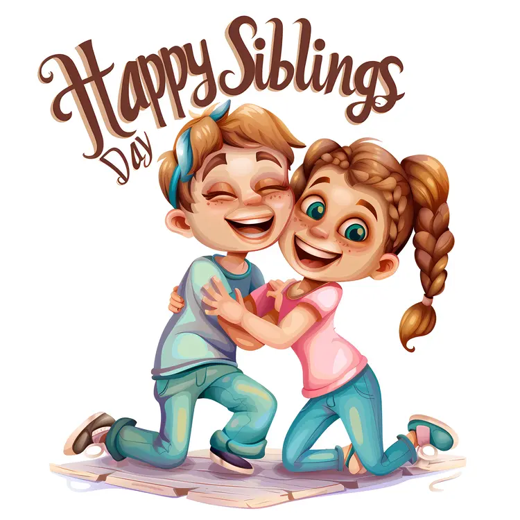 Happy Siblings Day Celebration with Two Hugging Children