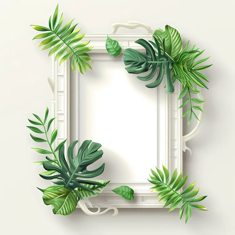 Elegant Rectangular Frame with Leaves