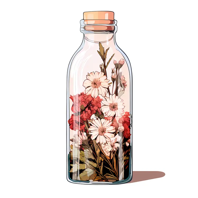 Beautiful Flowers in a Glass Bottle