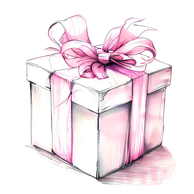 Gift Box with Pink Ribbon