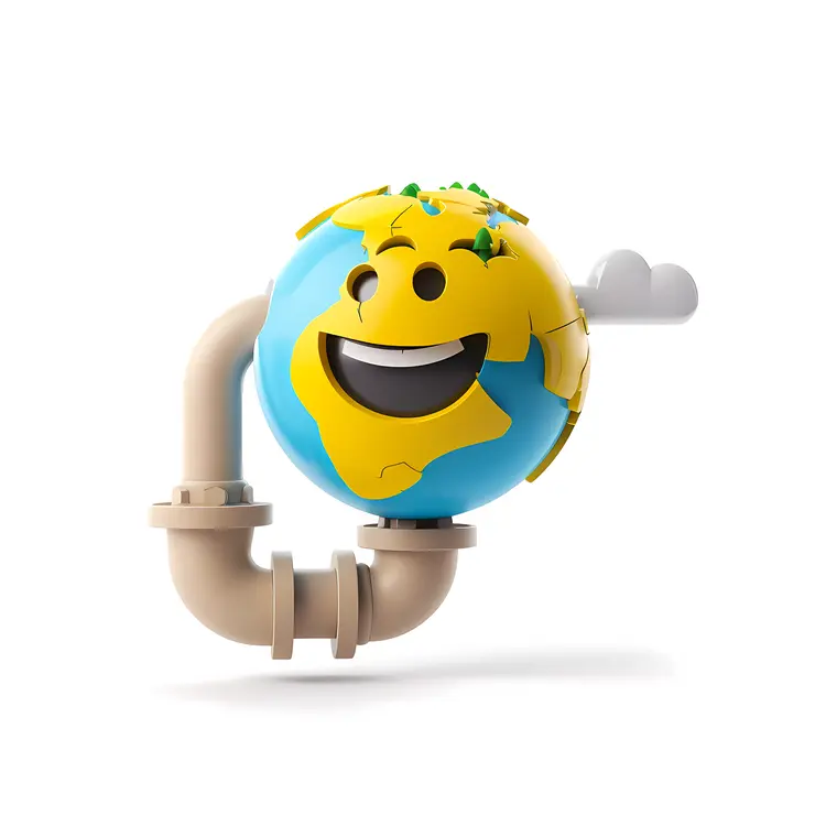 Happy Earth with Plumbing Pipe