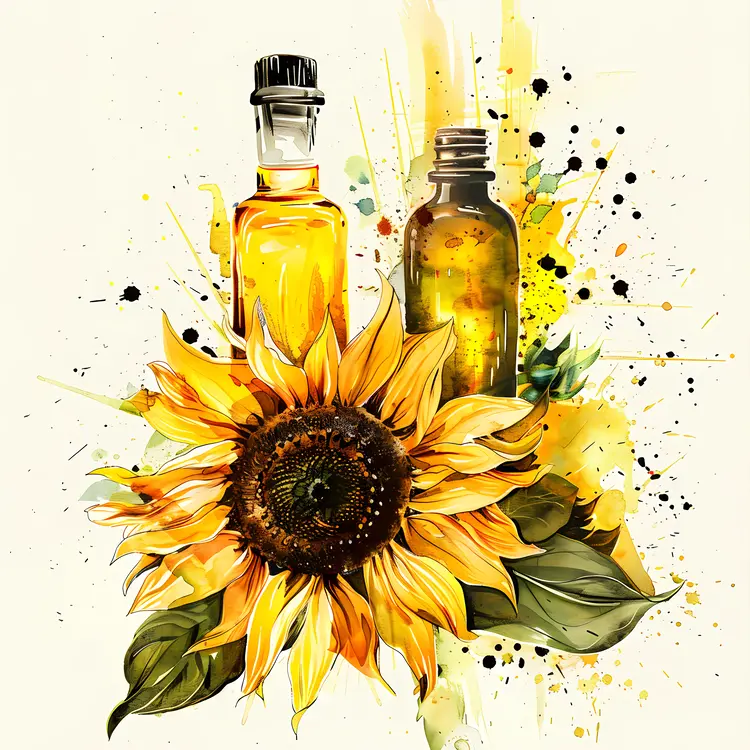 Sunflower and Oil Bottles Art