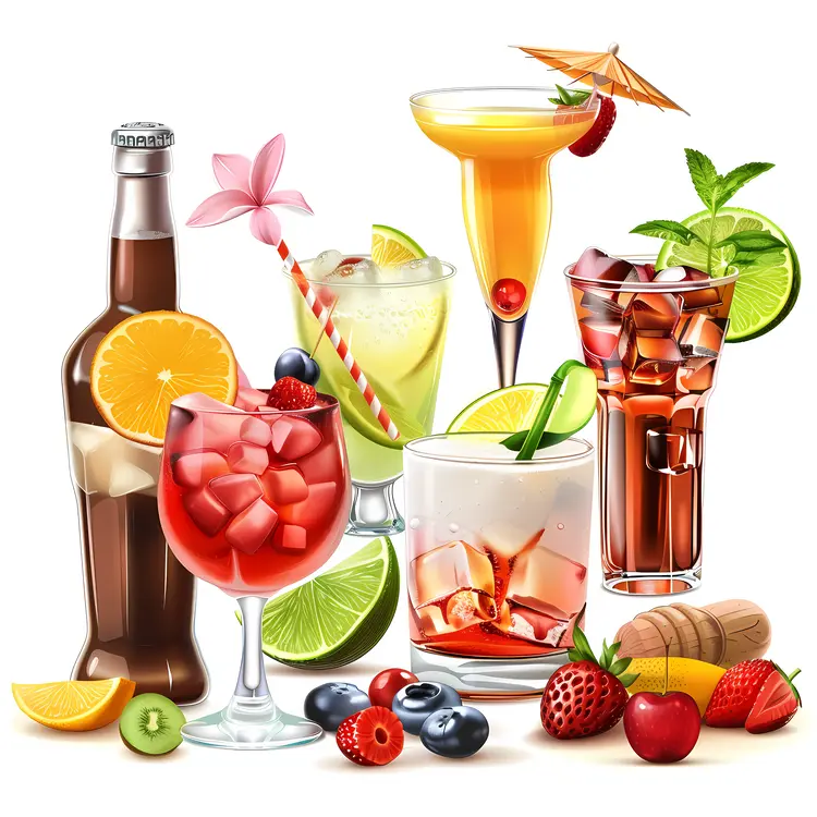Refreshing Cocktails and Fruits