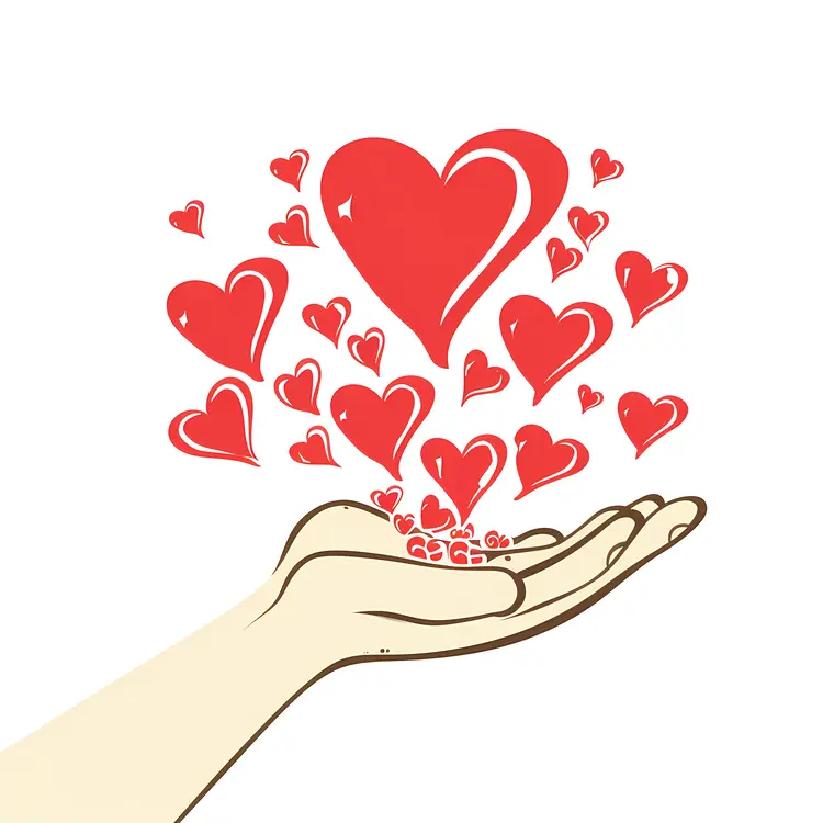 Hand Holding Red Hearts