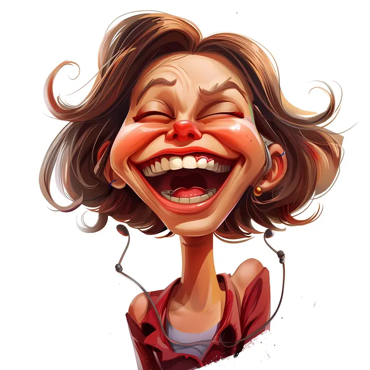 Laughing Woman with Big Smile and Short Hair