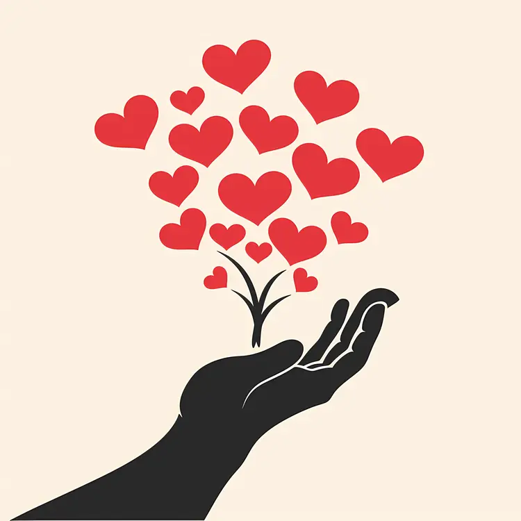 Hand Holding Red Hearts