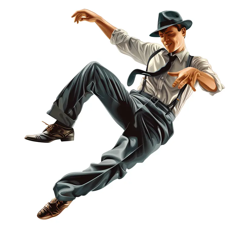 Joyful Dancing Man in Black and White Outfit