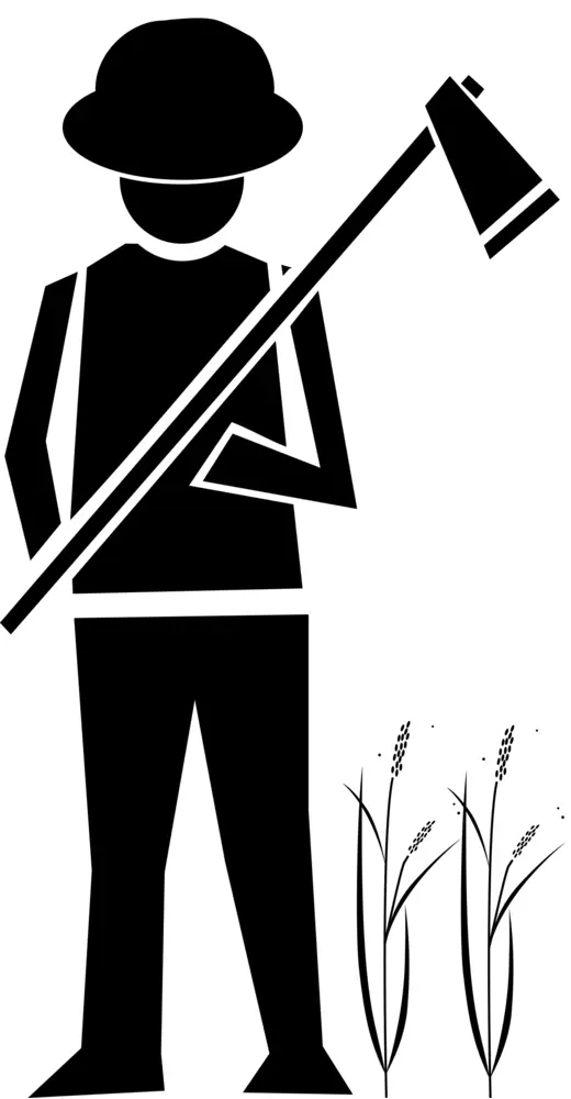 Silhouette Farmer with Hoe