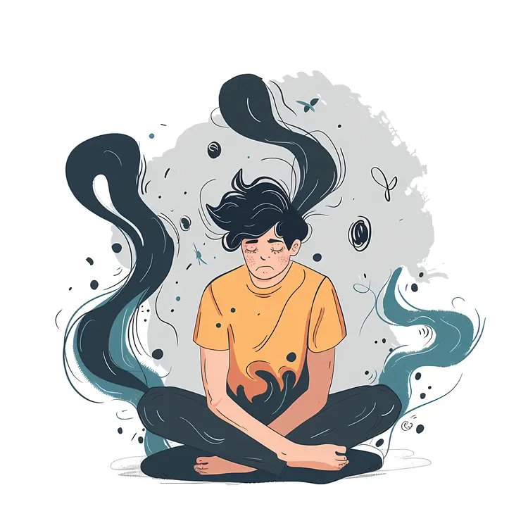 Person with Dark Thoughts Illustration