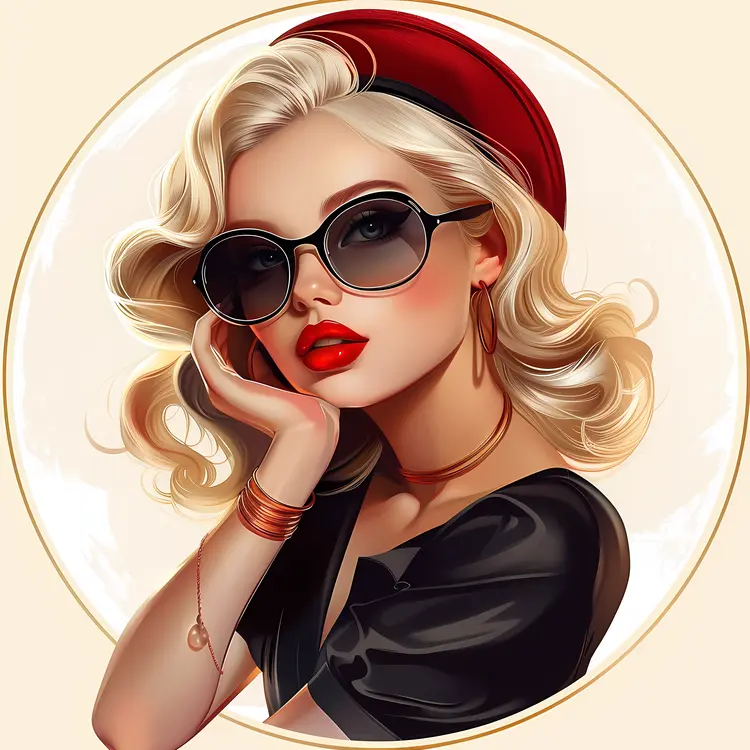 Elegant Woman with Red Beret and Sunglasses