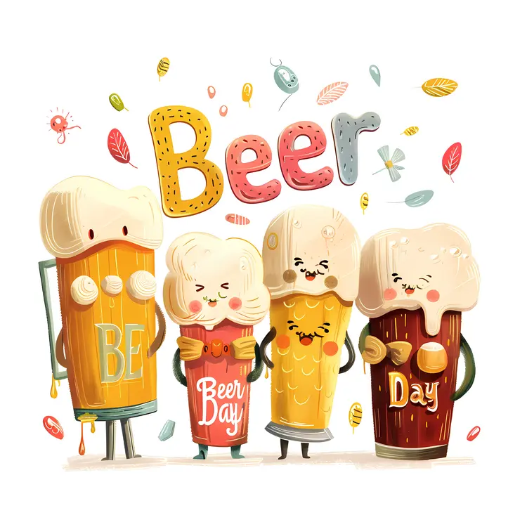 Cartoon Beer Glasses with Faces