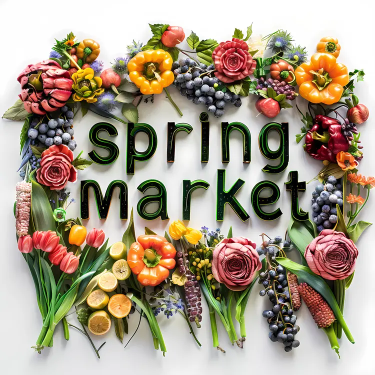 Spring Market with Floral and Fruit Decorations