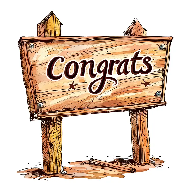 Wooden Congrats Sign with Celebration