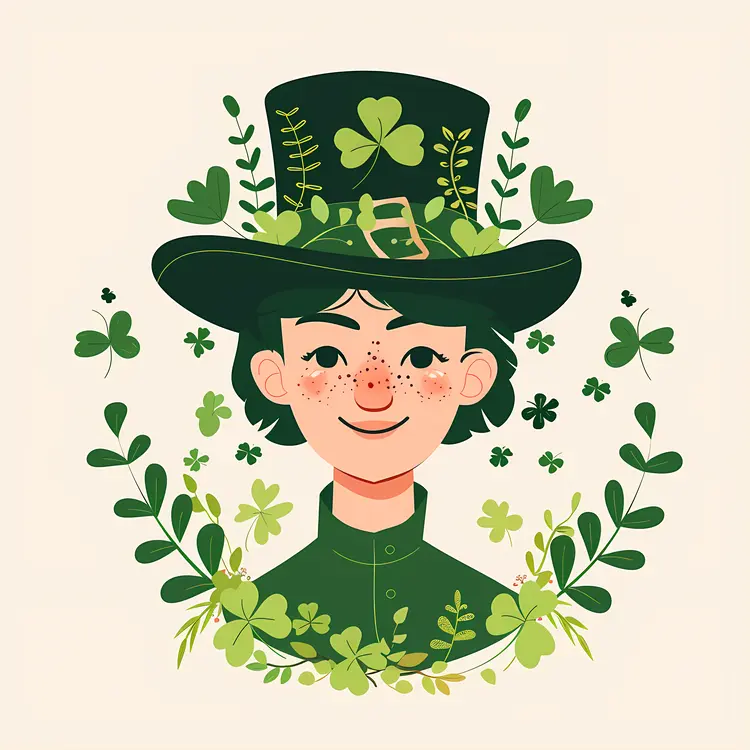 Leprechaun with Shamrocks