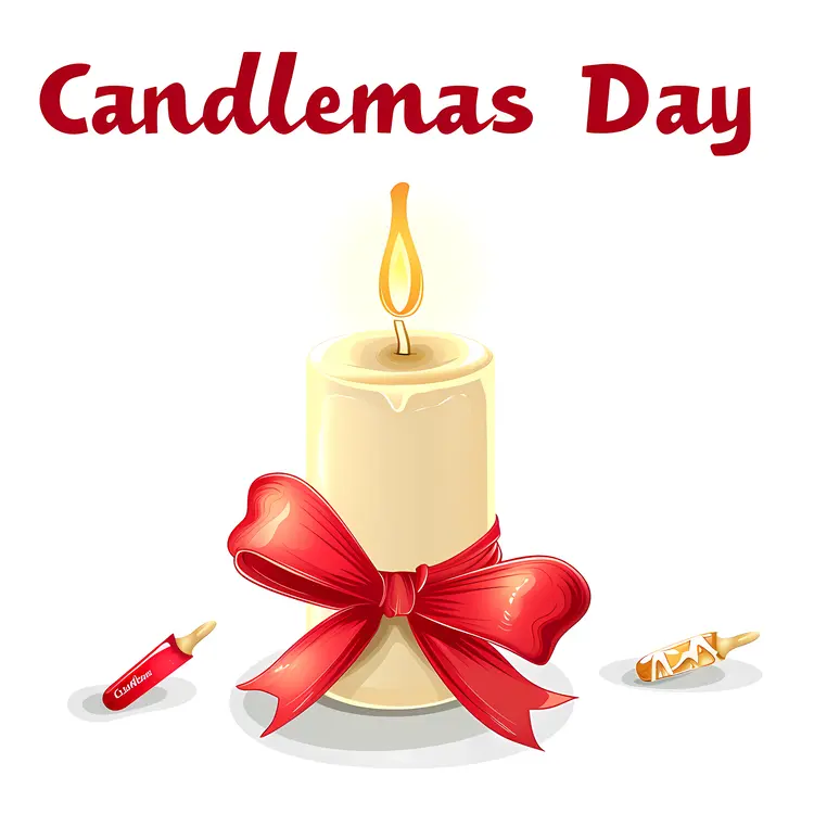 Candle with Red Ribbon for Candlemas Day