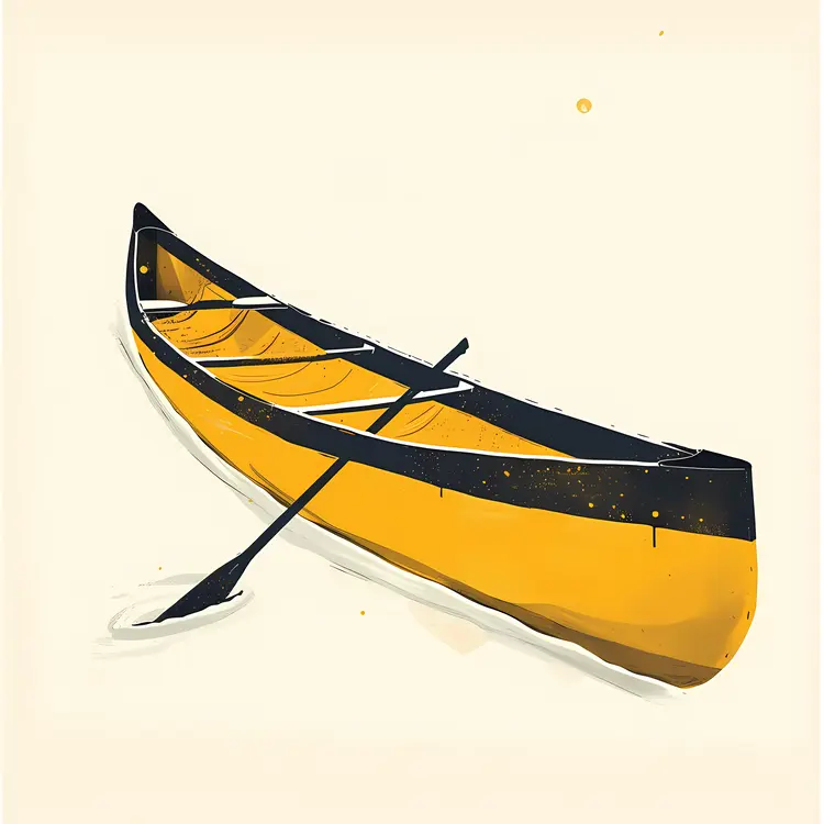 Yellow and Black Canoe with Paddle