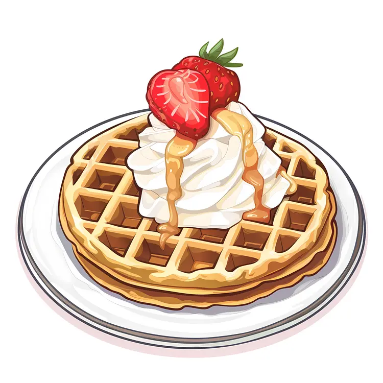 Scrumptious Waffles with Strawberries and Caramel