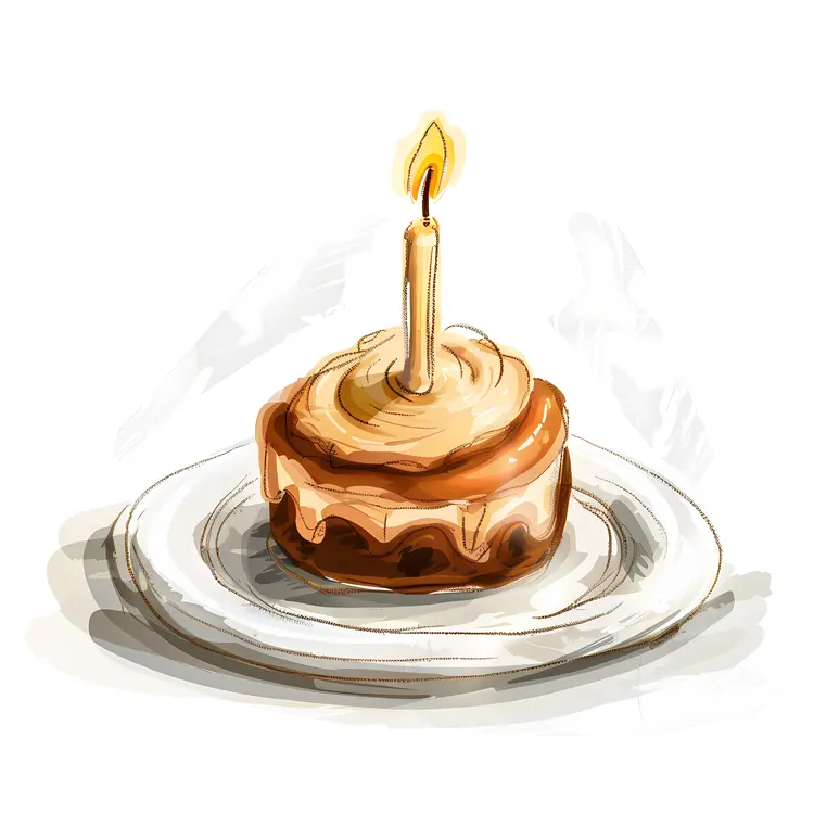 Cake with Candle on Plate