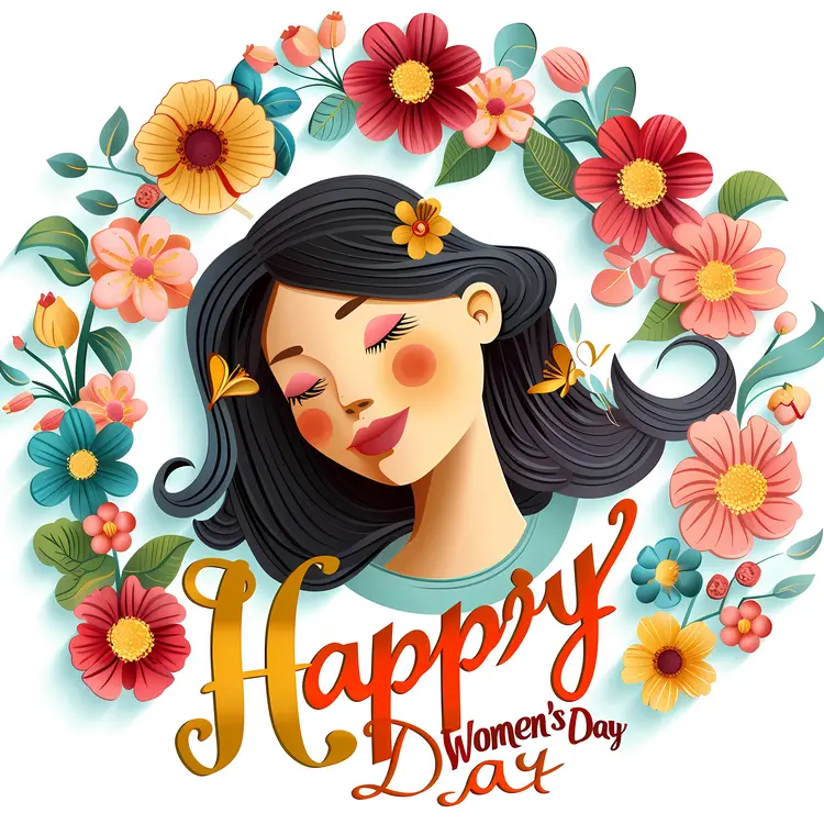 Happy Women's Day Vibrant Floral Illustration