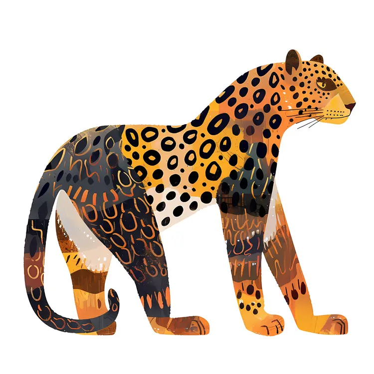 Walking Cartoon Leopard with Spots