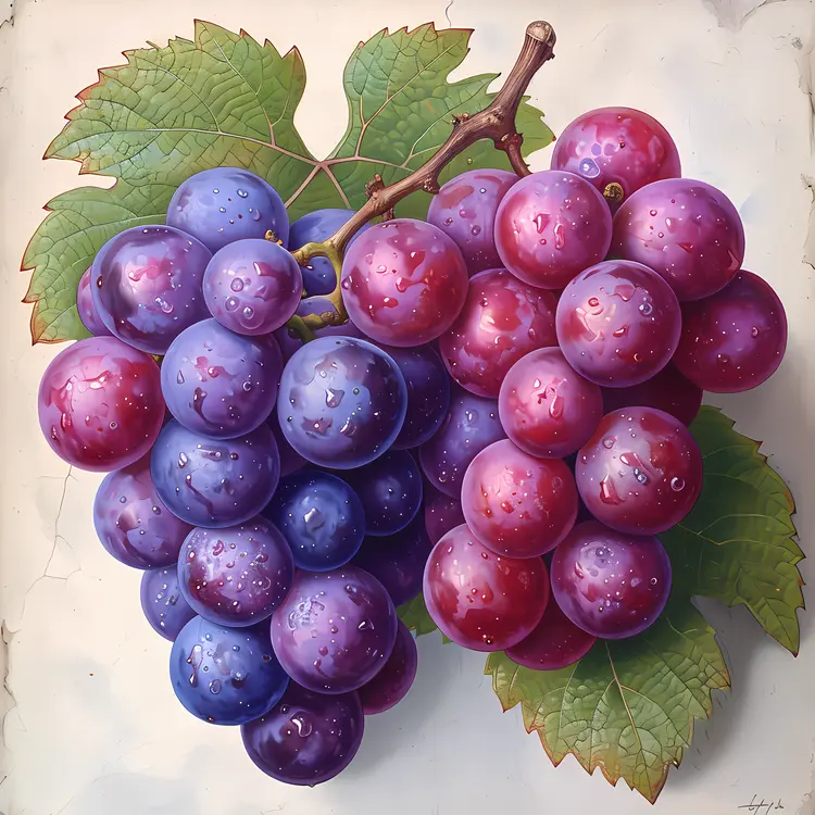 Juicy Purple Grapes with Water Droplets