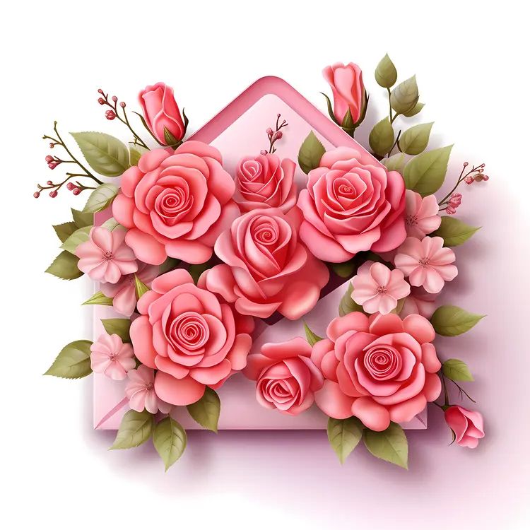 Pink Roses in Envelope