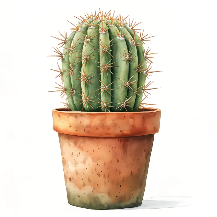 Green Cactus in Terracotta Pot