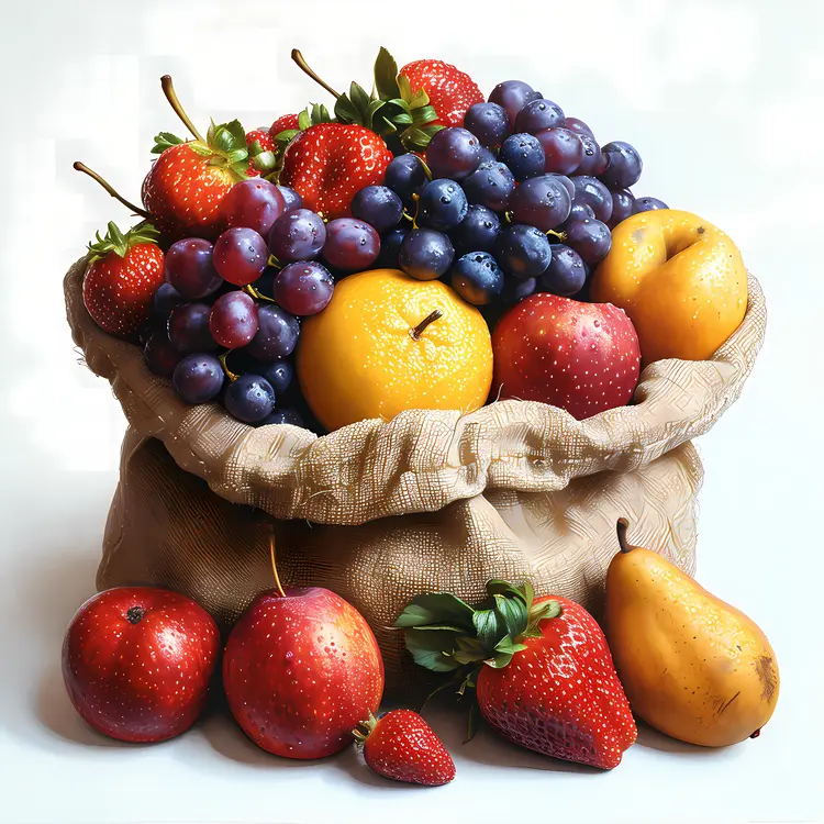 Assorted Fruit Basket with Strawberries and Grapes