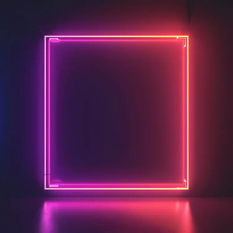 Neon Square Frame with Pink and Purple Glow