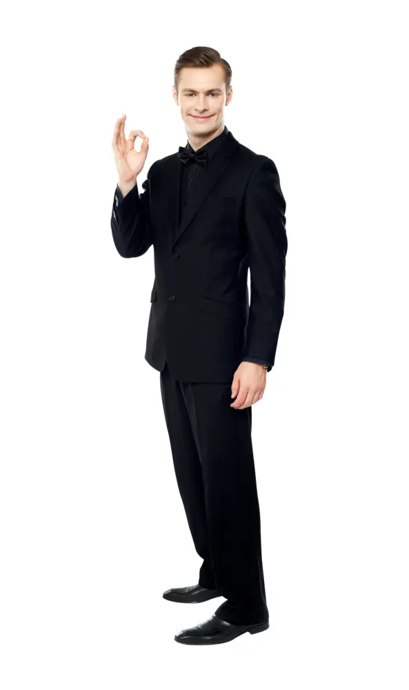 Man in Tuxedo Making OK Gesture