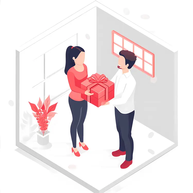 Couple with Gift Illustration