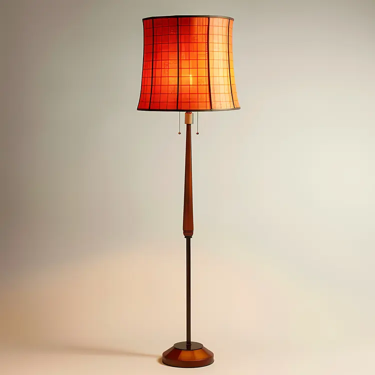 Red Floor Lamp with Pull Chain