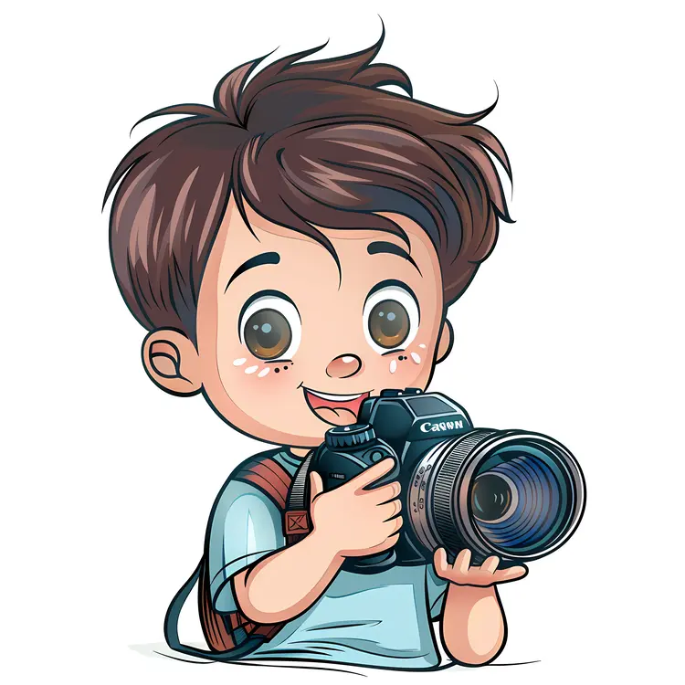 Cute Cartoon Boy with Camera