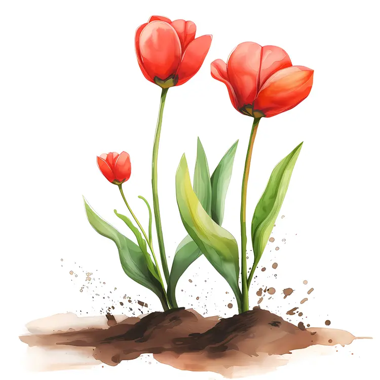 Red Tulips in Bloom