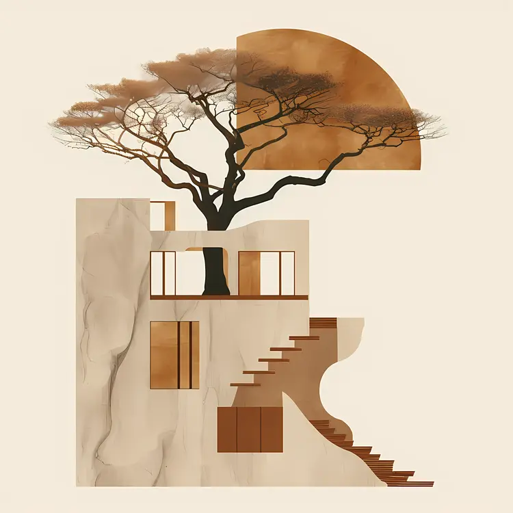 Abstract House with Tree