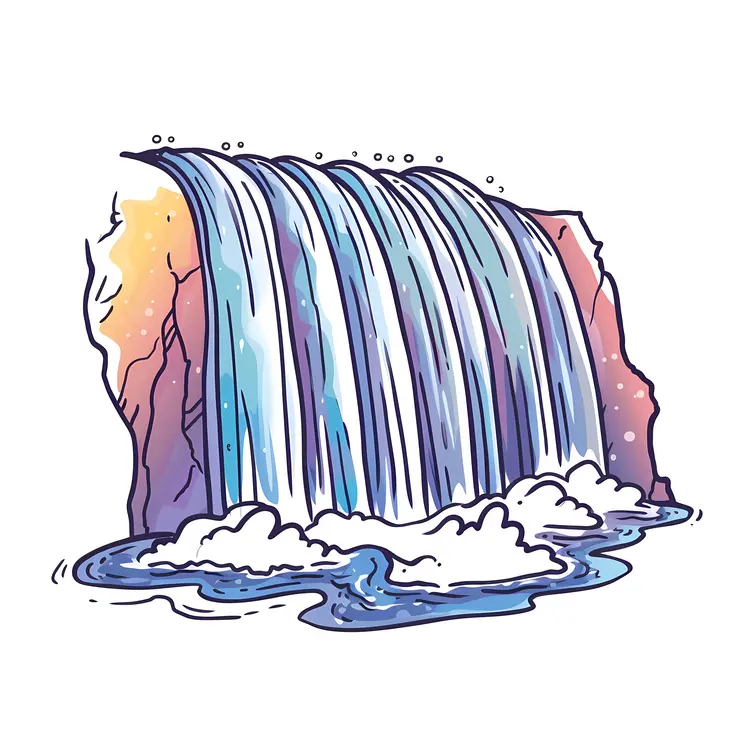 Colorful Waterfall Illustration