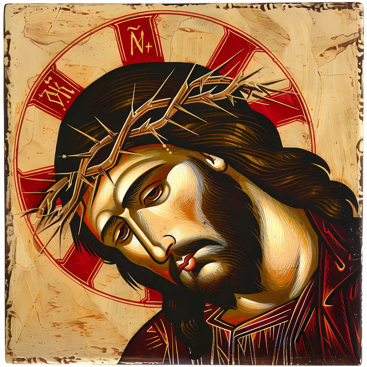 Jesus with Crown of Thorns Religious Icon