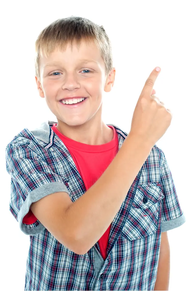 Smiling Boy Pointing Up