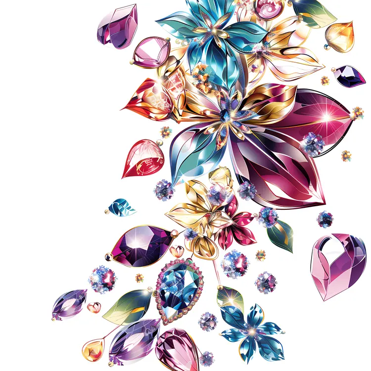 Floral Design with Colorful Gemstones