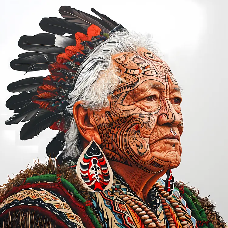 Elderly Woman with Traditional Tattoos
