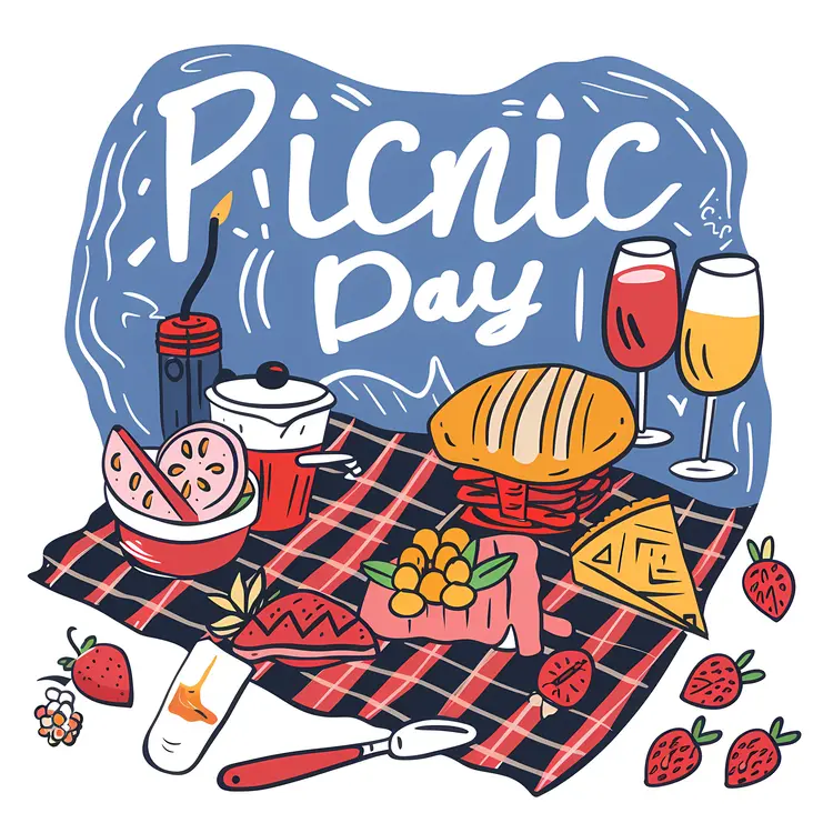 Picnic Day with Food on Tablecloth