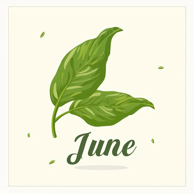 Green Leaves with June Text