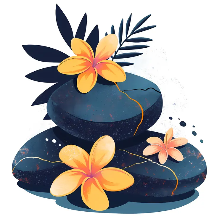 Decorative Stones with Flowers and Leaves
