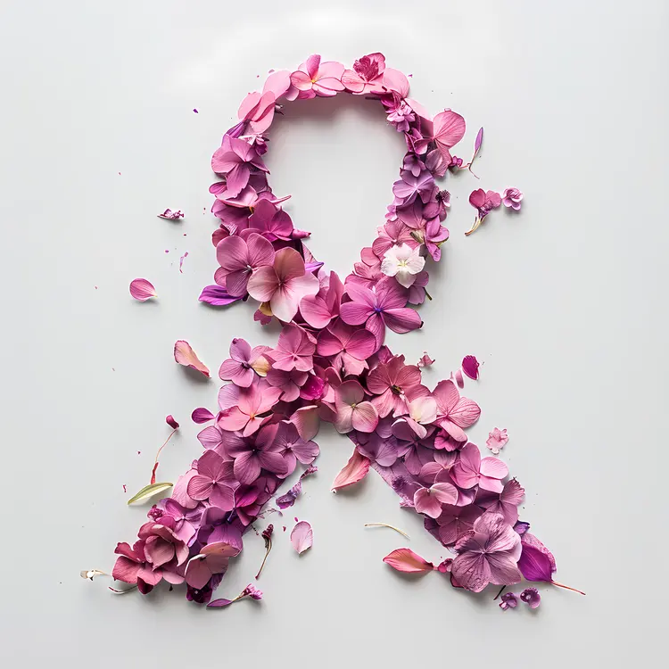 Pink Floral Ribbon for Breast Cancer Awareness