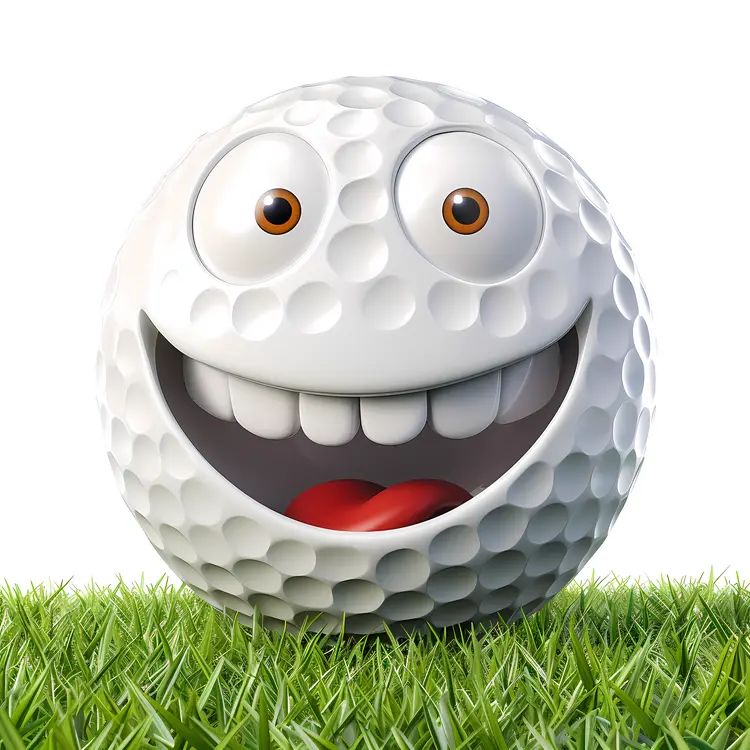 Smiling Golf Ball on Grass